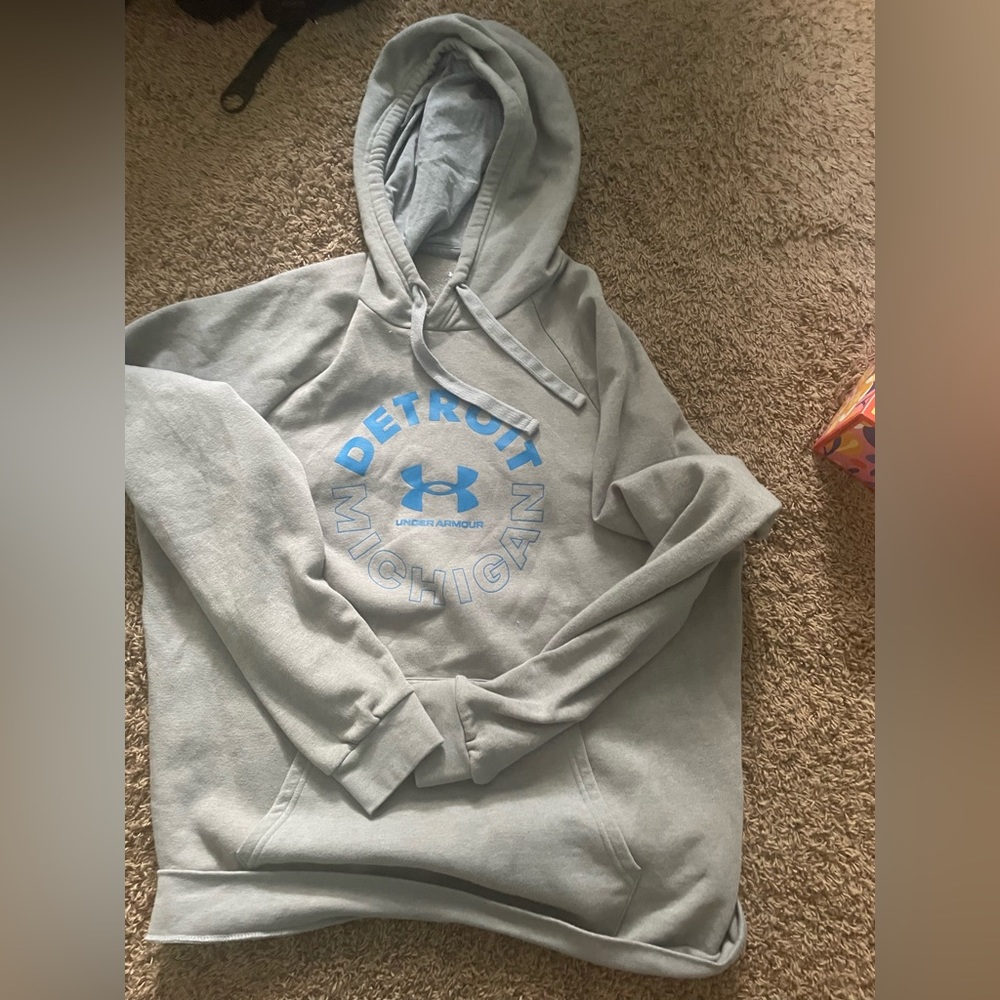 Detroit MI Light Grey Blue Hoodie